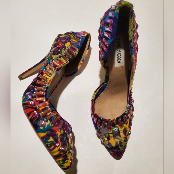 Steve Madden Multicolor Embellished Rhinestones pumps heels sz.7.5 - Picture 7 of 13